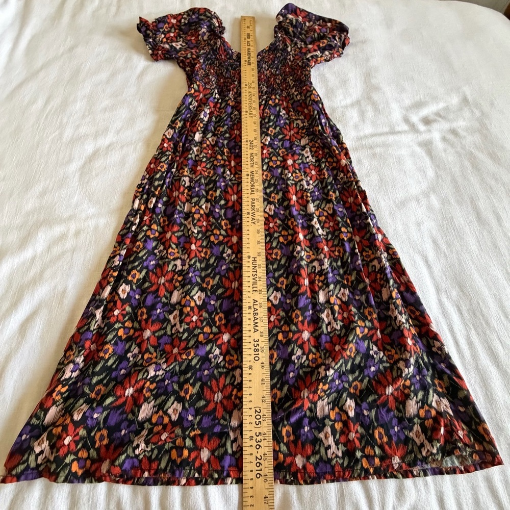 Beachlunchlounge Dress Womens S Floral Smocked Maxi Puff Sleeve Square Neck Boho - Picture 5 of 10